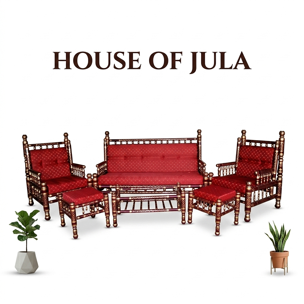 Red Rajwadi Set Sofa