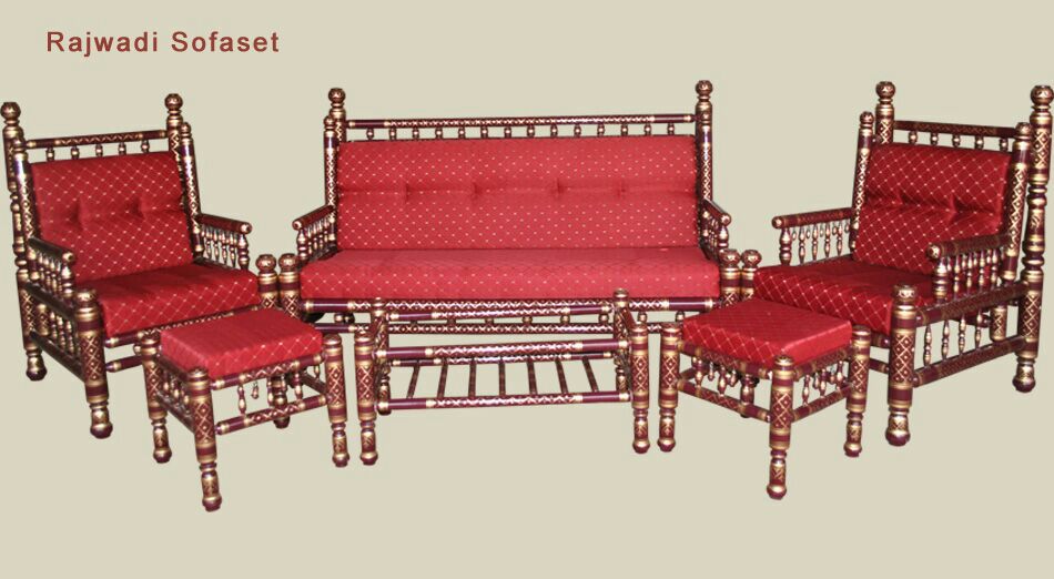 Red Rajwadi Set Sofa