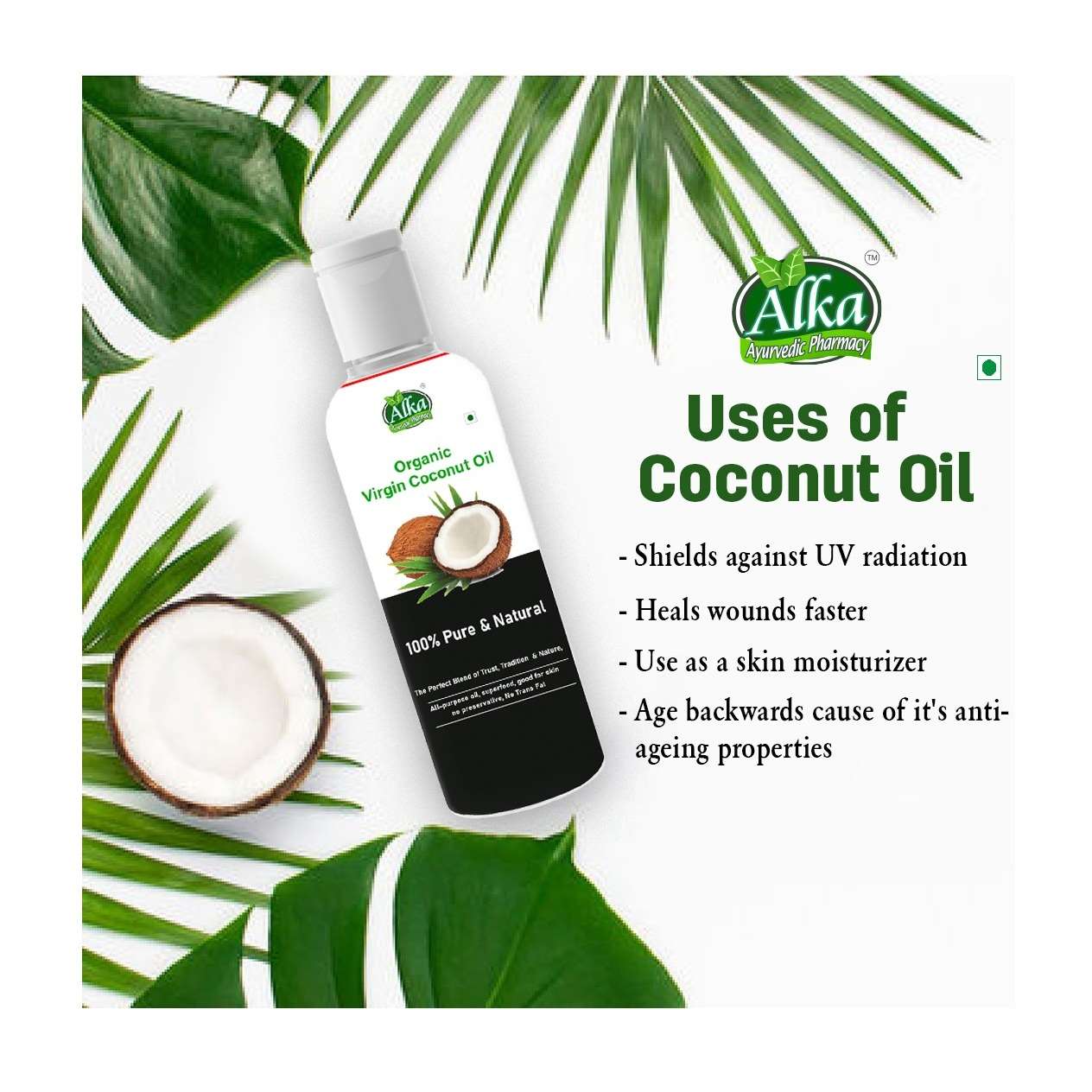 100% Natural  Organic Virgin Coconut Oil  (200 ml)