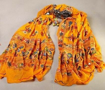 Cotton Dupatta With Katchi Embroidery
