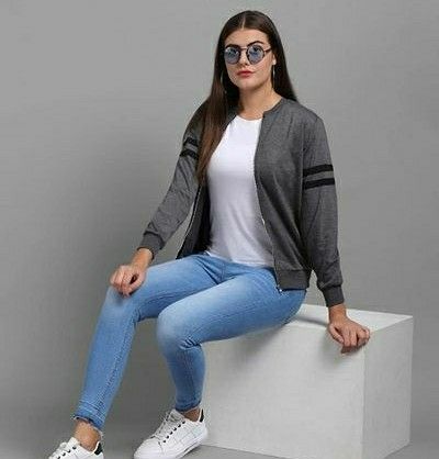 Stylish Quality Fleece Women Chain Jacket 