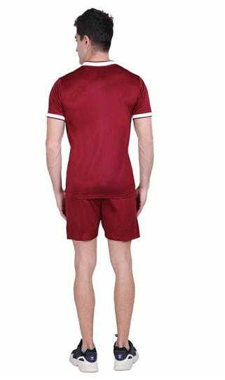 Men's Self Pattern Polyester Tees & Shorts Set