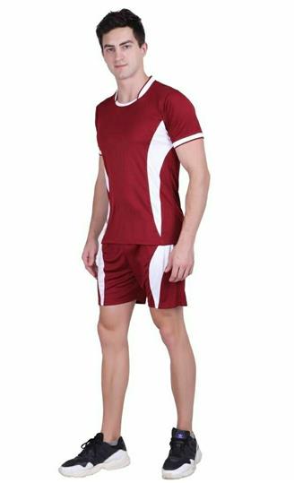 Men's Self Pattern Polyester Tees & Shorts Set