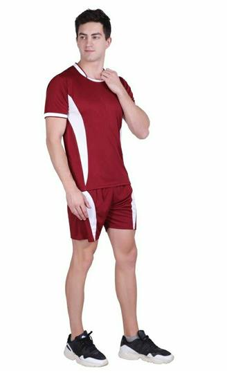 Men's Self Pattern Polyester Tees & Shorts Set