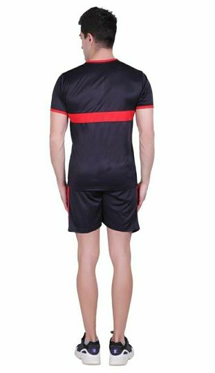 Men's Self Pattern Polyester Tees & Shorts Set