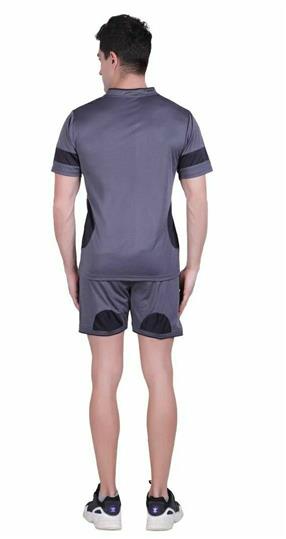 Men's Self Pattern Polyester Tees & Shorts Set