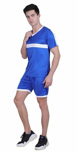 Men's Self Pattern Polyester Tees & Shorts Set