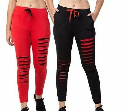 Damaged Style Track Pant For Women (Pack Of 2)