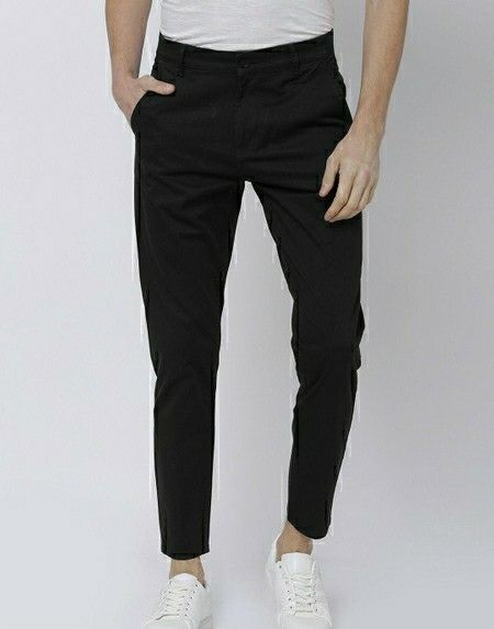 Cotton Solid Slim Fit Casual Trouser