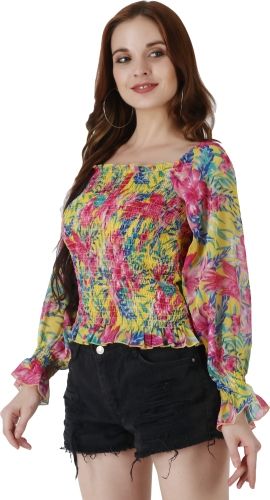Casual Dyed Women Multicolor Top
