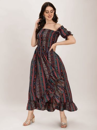 Women Ruffled Multicolor Dress