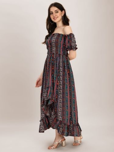 Women Ruffled Multicolor Dress