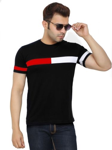 Striped Men Black T-Shirt
