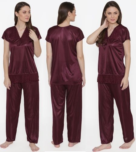 Women Solid Brown Top & Pyjama Set
