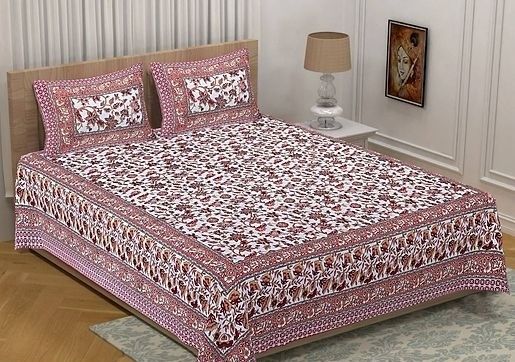 Cotton King Size Bedsheet with Two Pillow Covers 