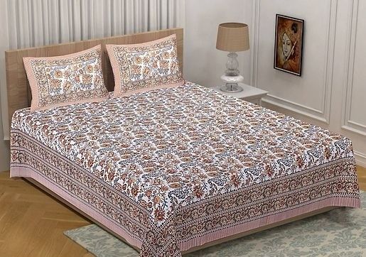 Cotton King Size Bedsheet with Two Pillow Covers 