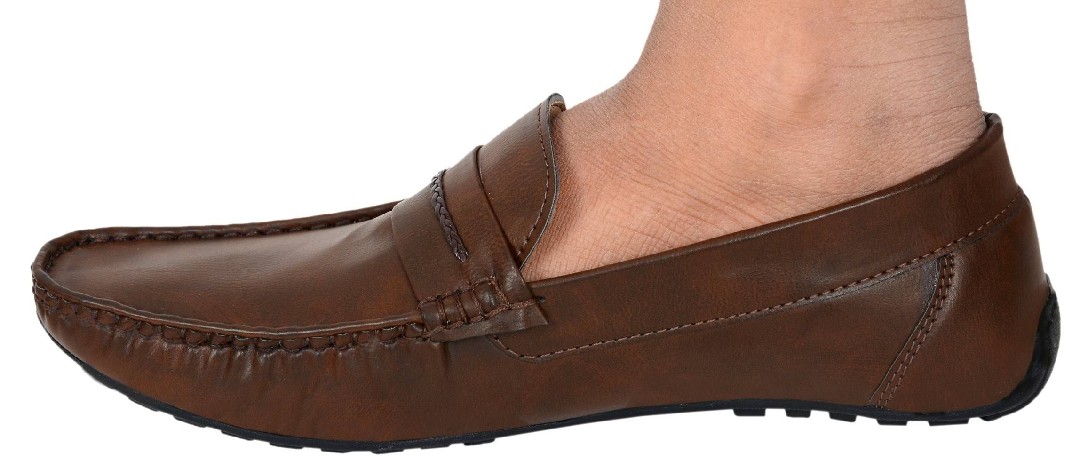 Elegant Coffee Synthetic Leather Solid Men's Loafer