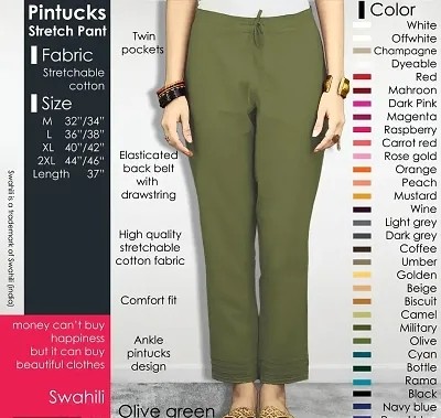 Stylish Cotton Lycra Green Solid Ethnic Pant For Women
