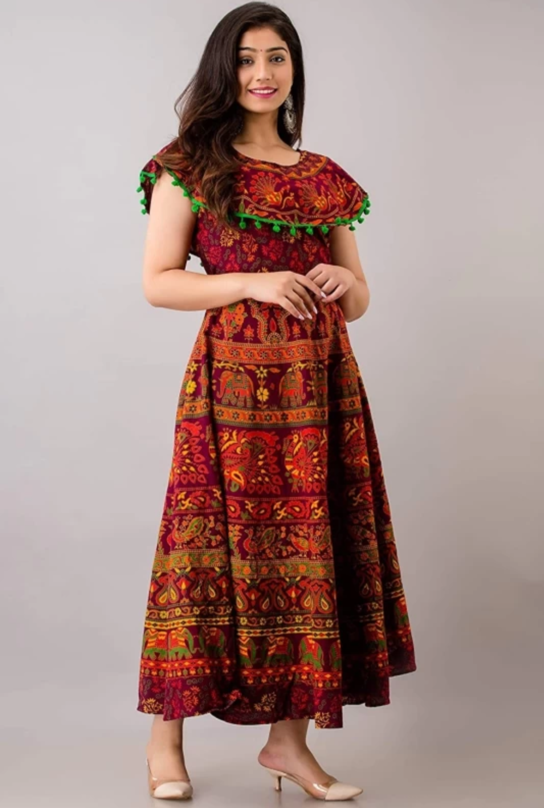 Cotton Jaipuri Printed A-Line Dress