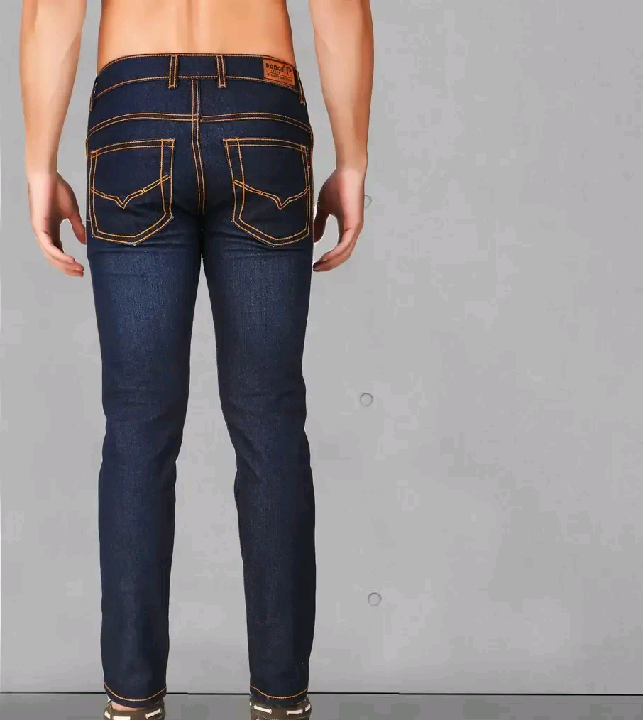 Blue Denim Solid Mid-Rise Jeans For Men