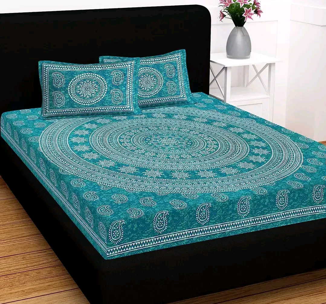 Printed Cotton Double Bedsheet With Two Pillow Covers