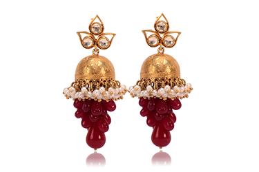 Grape Bunch Ruby Gold Plated Jhumka