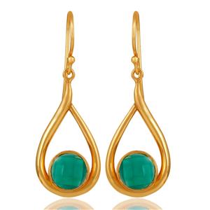 Green onyx gold plating earrings