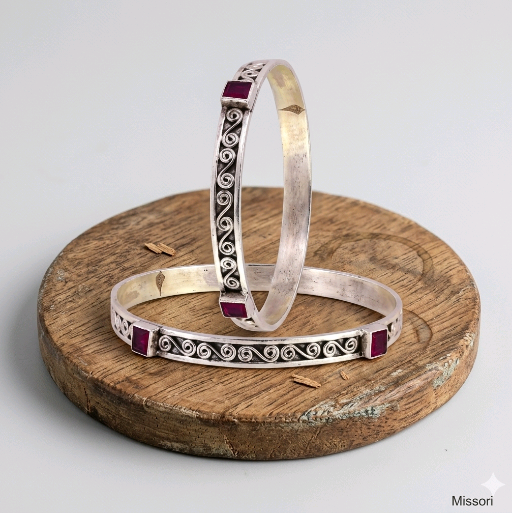 Pink Stone Spiral design bangles (2.2 size)