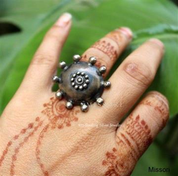 Tribal Oxidised Silver Ring