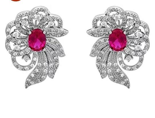 Exquisite Pink White CZ Earrings