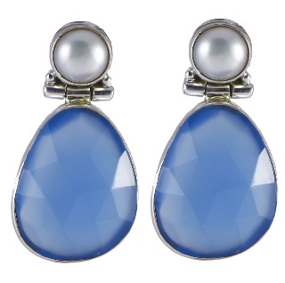 Blue Chalcedony Contemporary Earrings