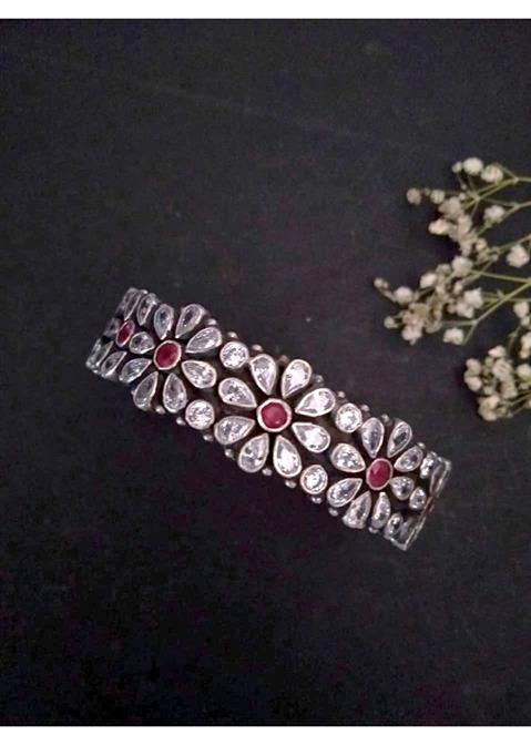 White And Pink CZ Floral Kada