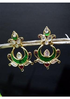 Gold Plated Kundan Work Earrings
