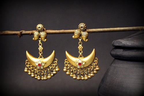 Gold Plated Moon Danglers
