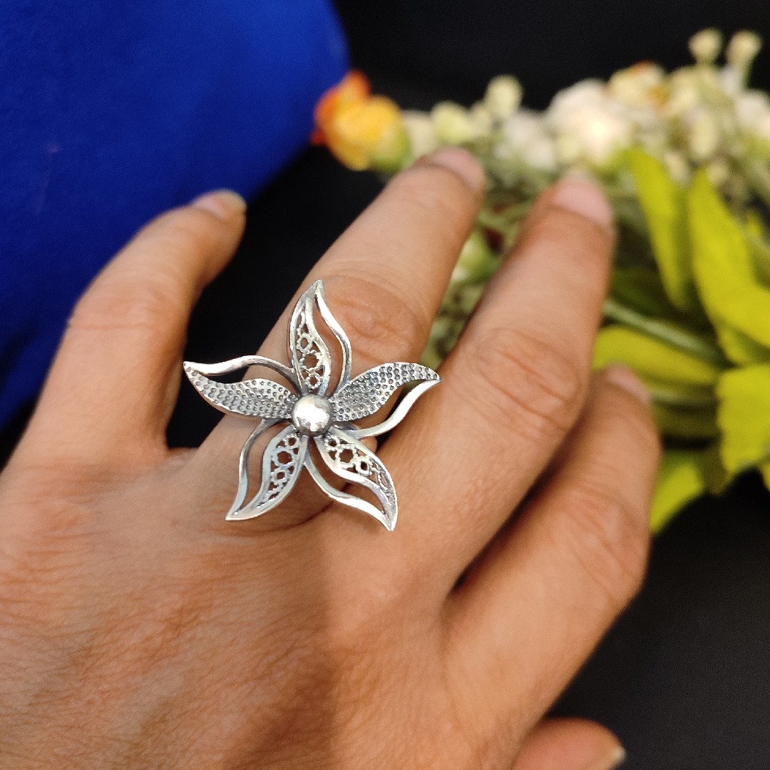 Filigree Flower Silver Ring