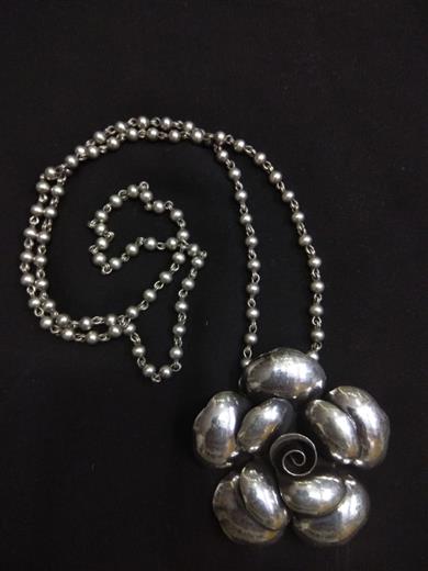 Rose Pendant with long ball chain