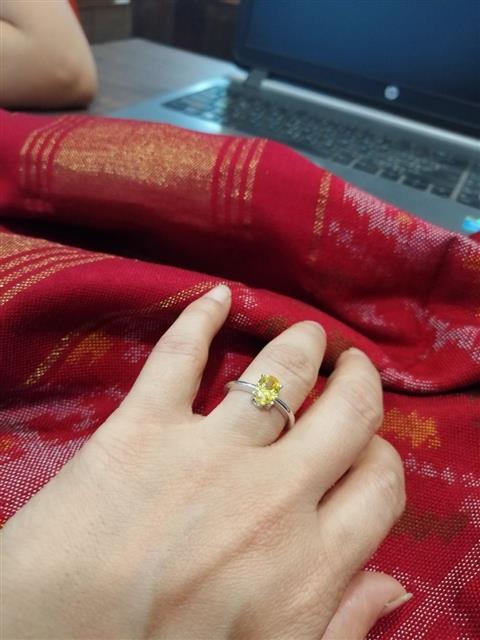 Yellow cz silver ring