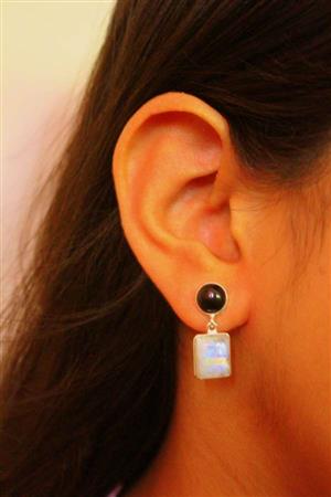 Black Onyx MoonStone Earrings
