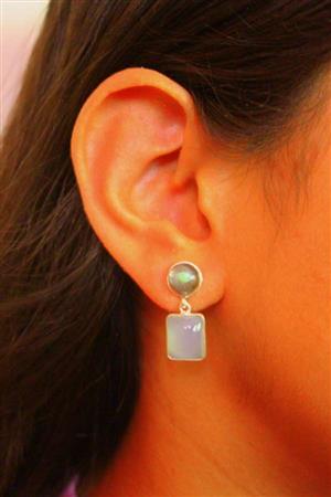 Labradorite Moon Stone Earrings