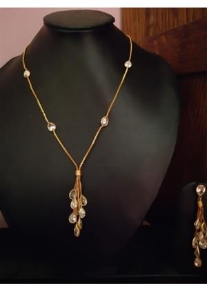 White CZ Gold Plated Necklace Set