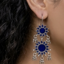 Blue Glass Work Earrings