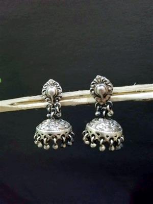 Flora Silver Small Jhumkis 4
