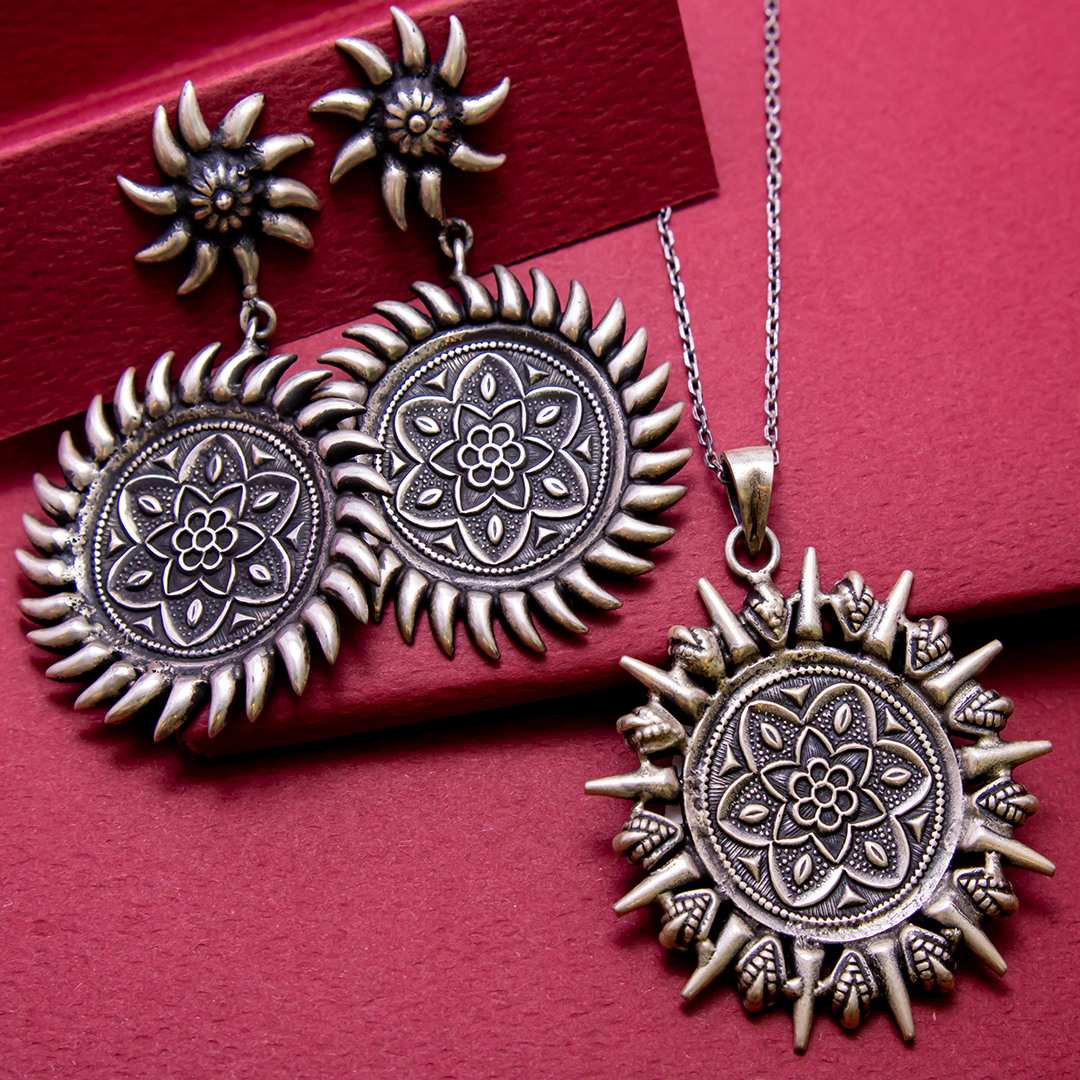 Flora Silver Pendant Set 3