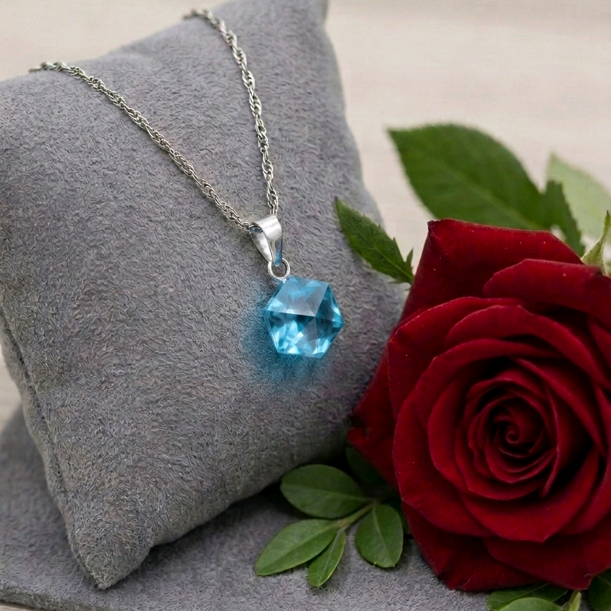 Sky Blue Crystal Pendant Chain