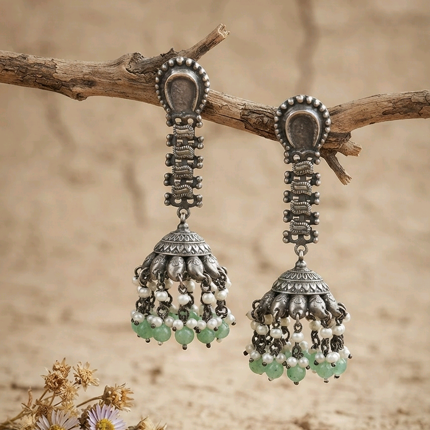 Sara Green Onyx Jhumka