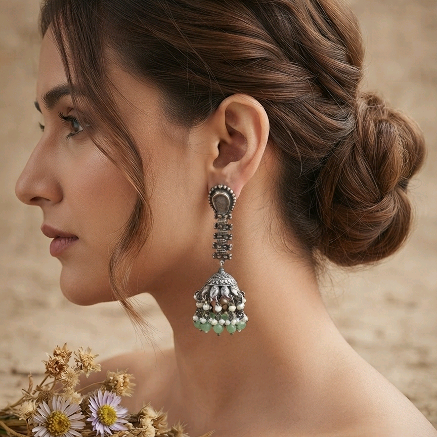 Sara Green Onyx Jhumka