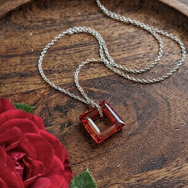 Fire Swarovski Crystal Pendant Chain