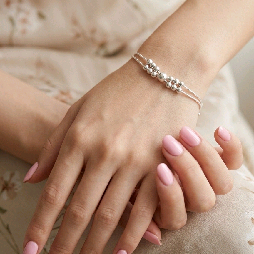 Silver Lucky Beads Double layer Bracelet