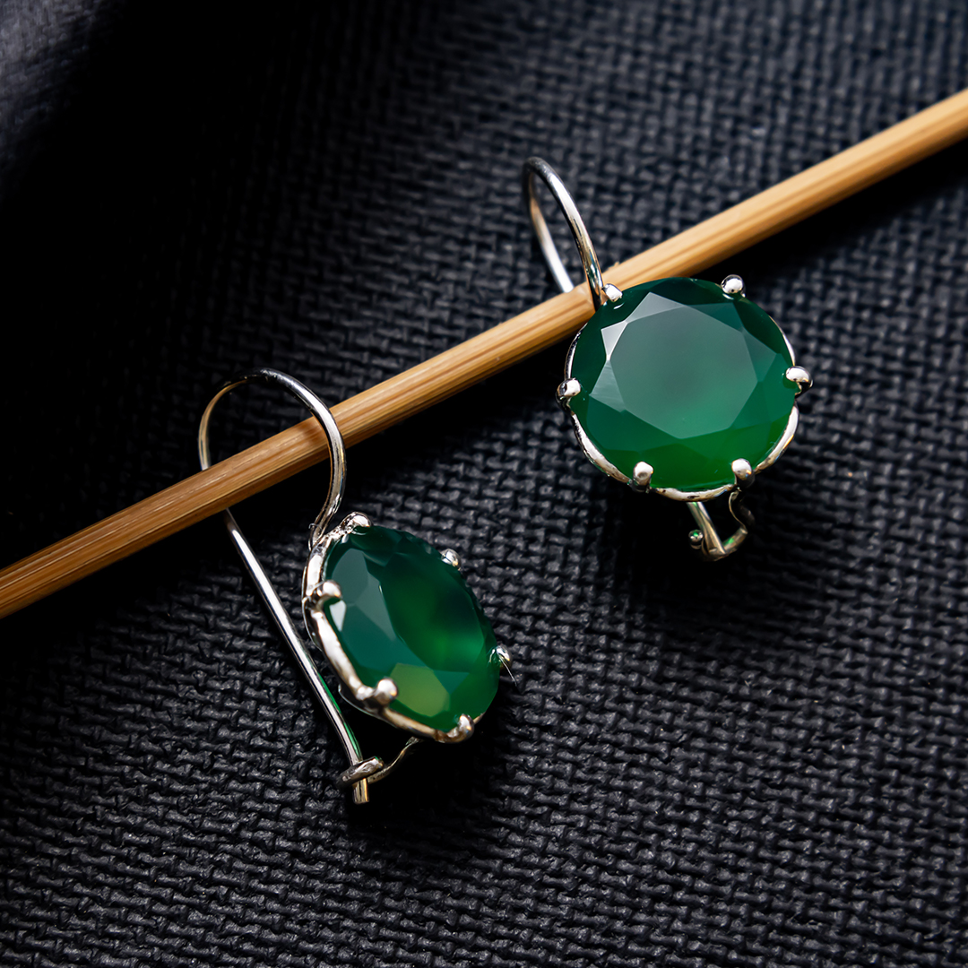 Green onyx danglers