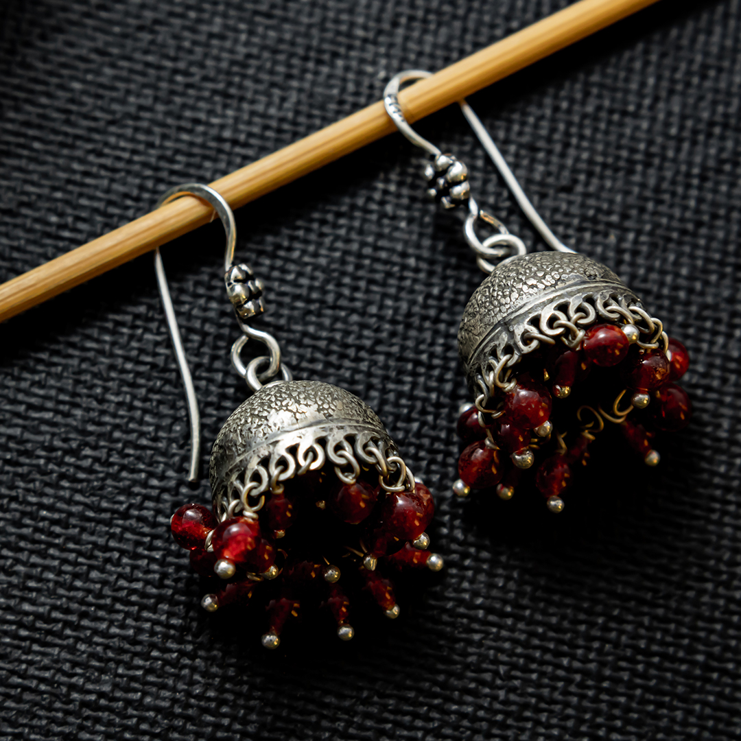 Red bead jhumki